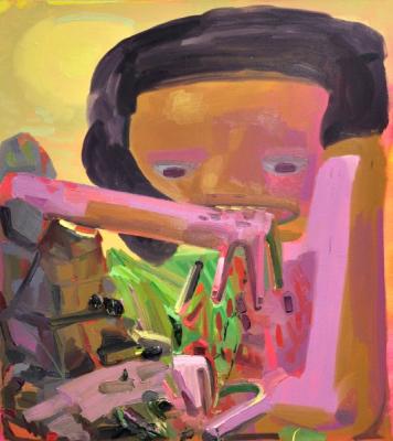 Die Konsumgesellschaft best&auml;rkt den Trend zur Selbstverschlingung: "Self Eater 3" von Dana Schutz (2003)